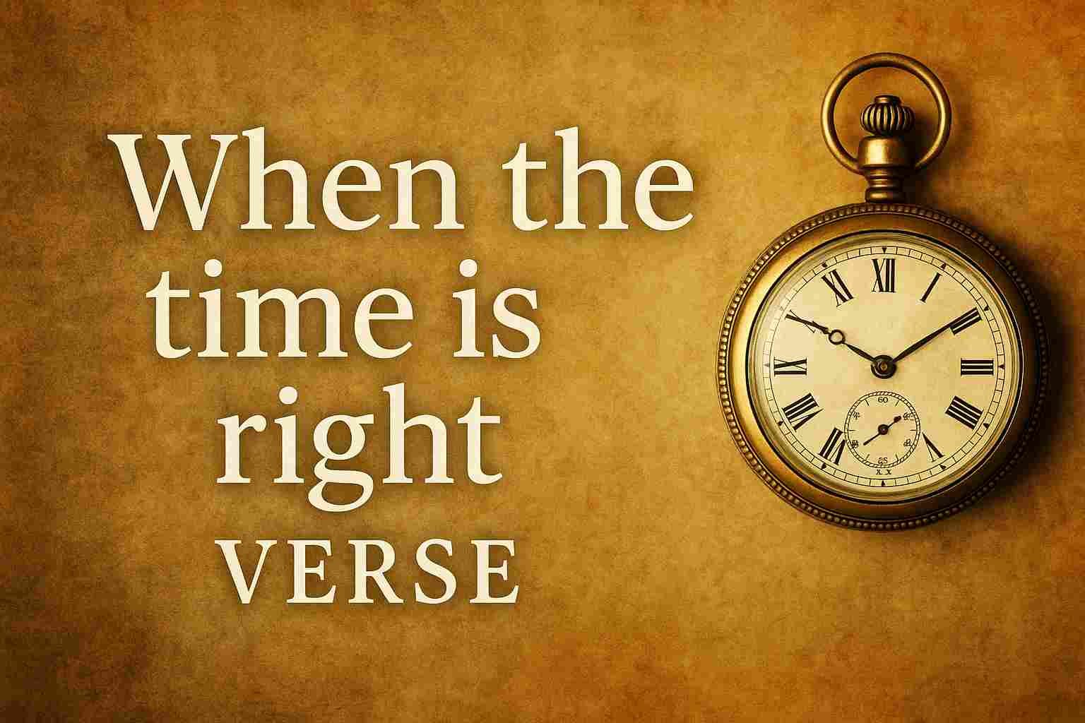 When the Time Is Right Verse